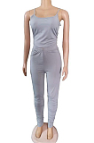 Gray Cami Top & Shirred detail Skinny Pants Sets YX9205