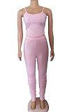 Pink Cami Top & Shirred detail Skinny Pants Sets YX9205