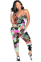 Multicolor Green Side Pocket Cami Cropped JumpsuitLY5829