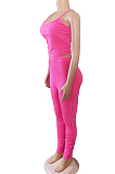 Pink Cami Top & Shirred detail Skinny Pants Sets YX9205