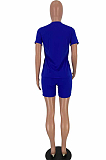 Blue Daisy Flower Front Print Shirt Top & Shorts Sets YT3218
