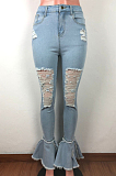 Ripped low-waistline Bell-bottom Jeans