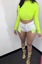 Fluorescent Yellow Solid Color Crop Top GL6266