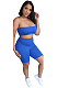 Blue Bandeau Top & Medium-Rise Waist Shorts Sets TRS1028
