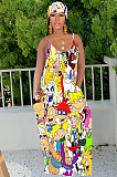 Yellow Comic Graphics Random Print Loose Cami Long DressTRS1021