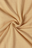 Khaki Solid Color V Neck Roll-up Sleeve Ankle-length Loose Dress k8896