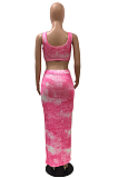 Pink Marble Tank Top & Front Tied Shift Dress Set FMM1079