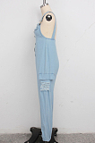 Side Pocket Drawstring Hem Pinafore Denim Jumpsuit SMR9590
