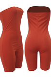 Orange Off Shoulder Skinny Romper Jumpsuit ALS178