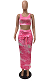 Pink Marble Tank Top & Front Tied Shift Dress Set FMM1079