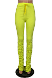 Yellow Elastic Self-tied Ruched Detail Pants KDN1158