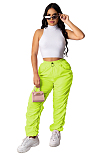 Pink Solid Elastic Waist Ruched Details Jogger Pants XZ3542