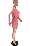 Pink Solid Shirt Top & Shirred Details Shorts Sets LYY9247