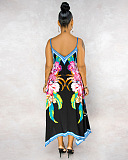 Casual Polyester Floral Halterneck Flounce Slip Dress BS1179