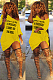 Yellow Sexy Polyester Letter Off Shoulder Shift Dress DN8375