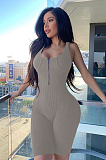 Brown Sexy Polyester Plants Sleeveless Scoop Neck Tank Jumpsuit SH7173