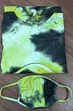 Yellow Sexy Polyester Tie Dye Short Sleeve High Neck Bodycon Jumpsuit LA3189