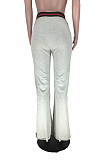 Grey Casual Polyester Ripped Flare Leg Pants TZ1092