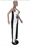 Black Red Casual Polyester Mouth Graphic Sleeveless Strappy Tank Jumpsuit TZ1091