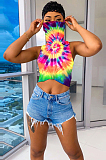 Snow Casual Polyester Tie Dye Sleeveless Tee Top TRS1030