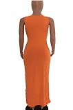 Orange Night Out Spliced Long Dress AFY8814