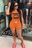 Light Blue Casual Letter Mouth Graphic Short Sleeve Round Neck Ripped Tee Top Shorts Sets ML7330