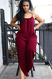 Red Casual Sleeveless Round Neck Cami Jumpsuit KF168