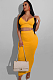 Yellow Sexy Striped Sleeveless V Neck Tank Top Bodycon Skirt AL102