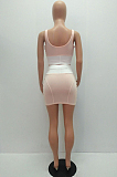 Pink Casual Polyester Letter Sleeveless Scoop Neck Tank Top Above Knee / Short Skirt MR2028
