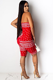 Red Sexy Polyester Ditsy Floral Tube Jumpsuit NK133