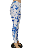 Blue Casual Polyester Tie Dye Long Pants YZZ741