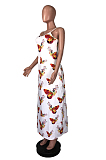 Yellow Casual Polyester Floral Sleeveless Round Neck Slip Dress  WA5012