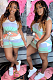 Blue White Casual Polyester Striped Sleeveless Round Neck Tank Top Shorts Sets ML7335