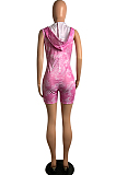 Pink Casual Polyester Tie Dye Sleeveless Tank Jumpsuit OEP6180