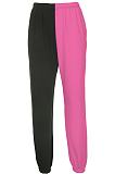 Pink Casual Cotton Contrast Binding High Waist Sweat Pants CX216