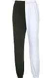 White Casual Cotton Contrast Binding High Waist Sweat Pants CX216