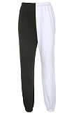 White Casual Cotton Contrast Binding High Waist Sweat Pants CX216