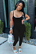 Black Casual Polyester Sleeveless Square Neck Tank Jumpsuit AMM8245