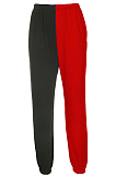 Red Casual Cotton Contrast Binding High Waist Sweat Pants CX216