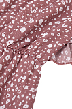 Pink Casual Woven Fabric Polka Dot Boat Neck High Waist Tube Dress NS5818
