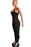 Black Sexy Polyester Sleeveless Round Neck Cami Jumpsuit HM5316