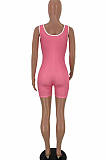 Pink Sexy Polyester Mouth Graphic Sleeveless Deep U Neck Tank Jumpsuit YT3225