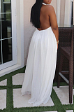 White Sexy Polyester Pure Color Organza Sleeveless Culottes Jumpsuit DN8510