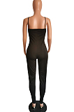 Black Sexy Polyester Sleeveless Round Neck Cami Jumpsuit HM5316