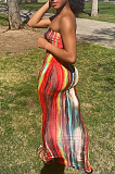 Colourful Sexy Polyester Tie Dye Sleeveless Mid Waist Tube Dress BBN063