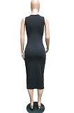 Black Casual Polyester Sleeveless Round Neck Tank Dress BBN086