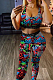 Colourful Sporty Polyester Sleeveless Tank Top Long Pants Sets BBN085
