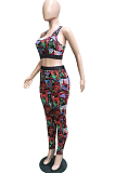 Colourful Sporty Polyester Sleeveless Tank Top Long Pants Sets BBN085