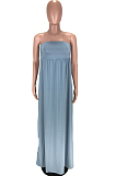 Light Blue Sexy Polyester Sleeveless Mid Waist Tube Dress LYY9254
