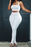 Black Sexy Polyester Sleeveless Backless Tank Top Shorts Sets SM9095